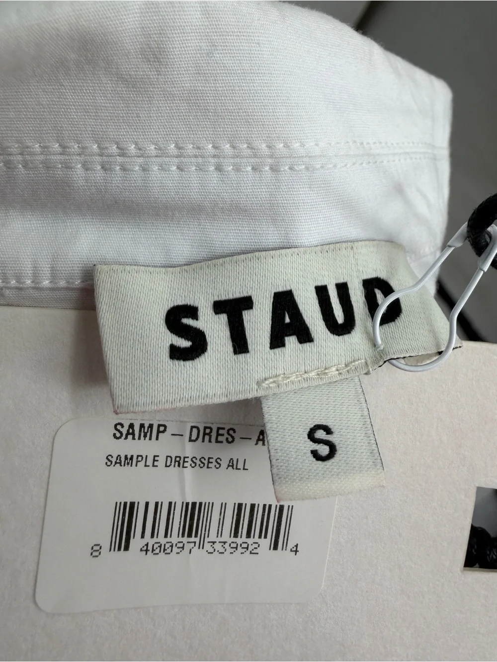 STAUD White 100% Linen Fish Print Maxi Shirt Dress Size S NWT Coastal Resort - Picture 10 of 12